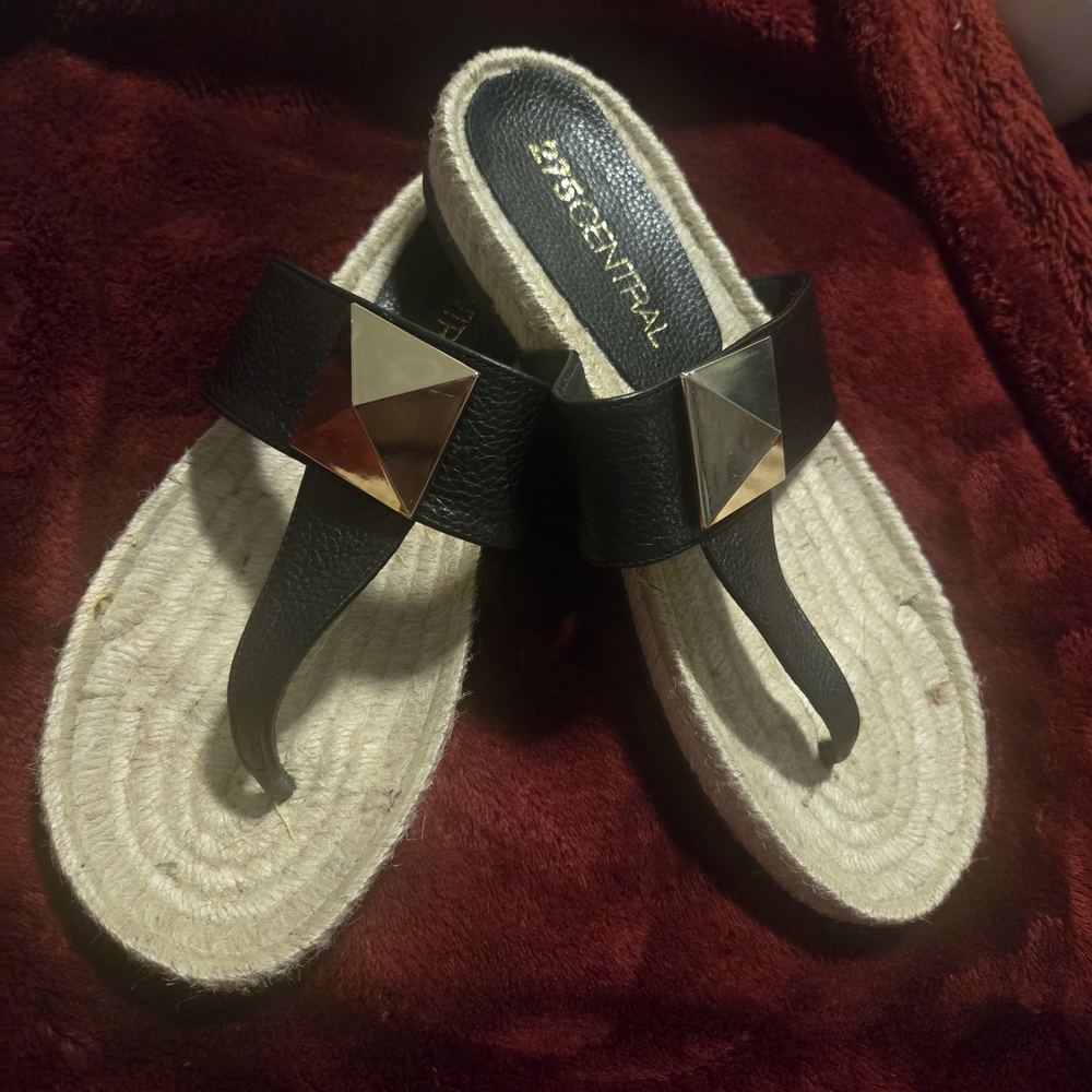 275 Central Black Espadrille Sandals - Picture 10 of 12